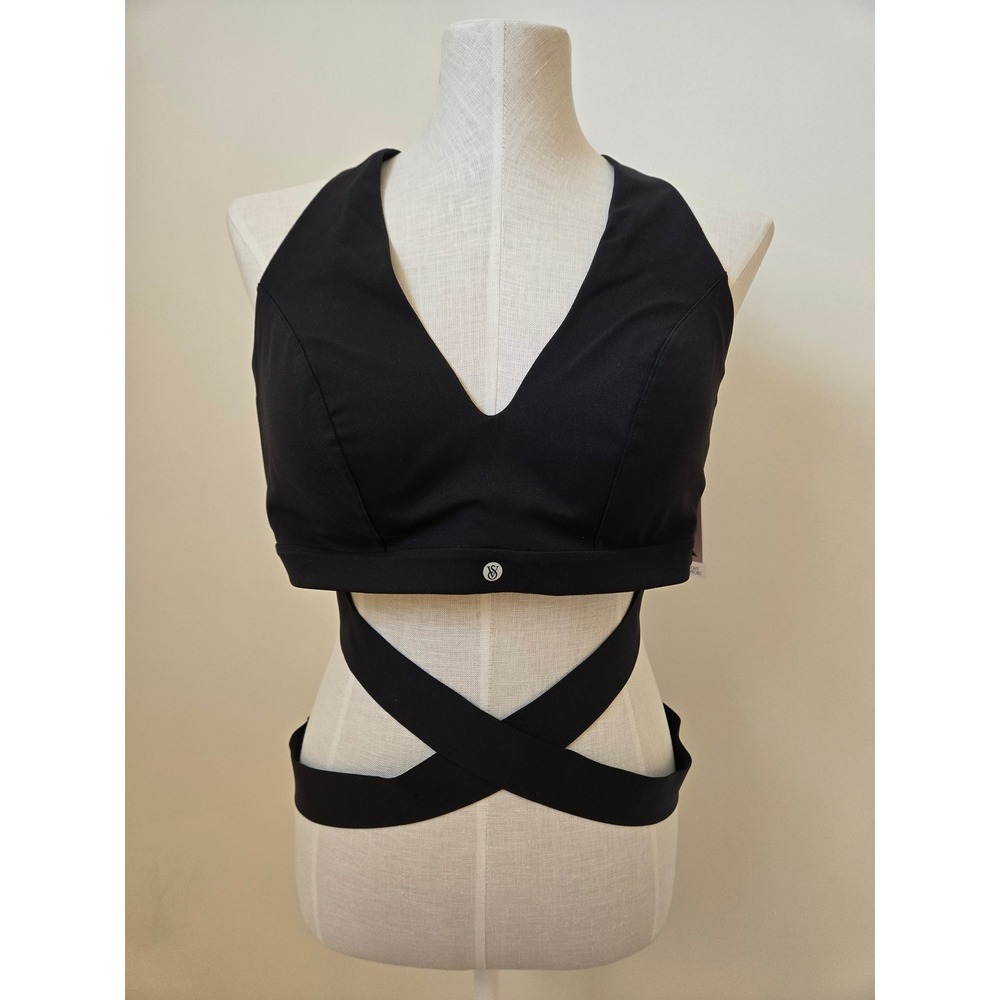 Victoria's Secret Sport Plunge Wrap Sports Bra Black XL NWT Light Support